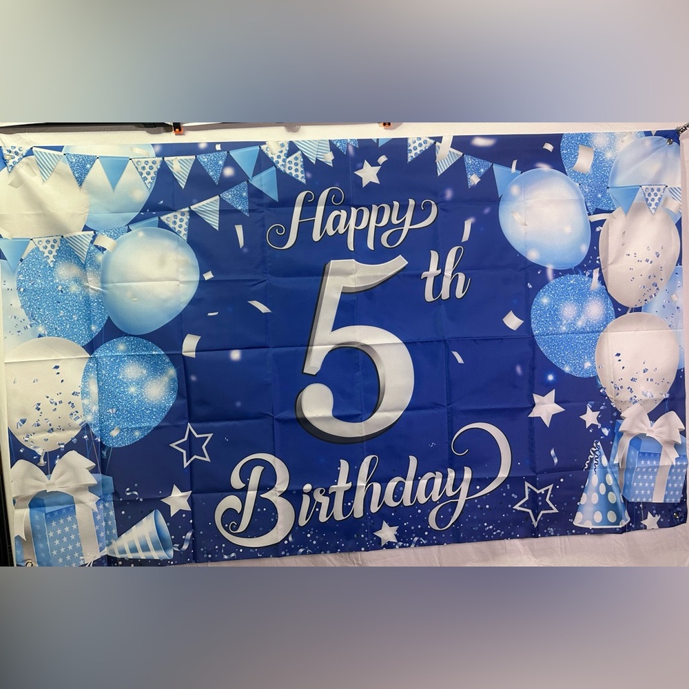Happy 5th Birthday Backdrop Banner 43x72 Inches